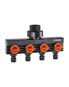 Distribuidor de 4 vías con conectores de clic y grifos