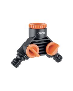 Distribuidor de 2 vías con conectores de clic y grifos